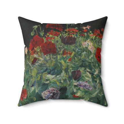 Poppies (A Study of Poppies for Carnation, Lily, Lily, Rose) by John Singer Sargent Spun Polyester Square Pillow