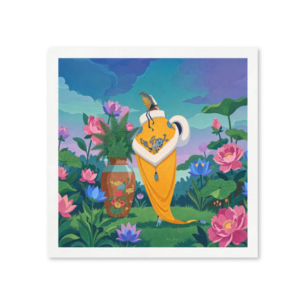 🪷✨ The Lady Of The Golden Lotus Garden Napkins – Art Deco Floral Elegance
