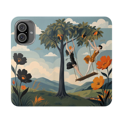 🌳🌺 The Ladies Of The Garden Swing Flip Case – Art Deco Floral Adventure