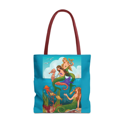 Three Mermaids with Strings of Pearls by Carlo Chiostri Tote Bag (AOP)