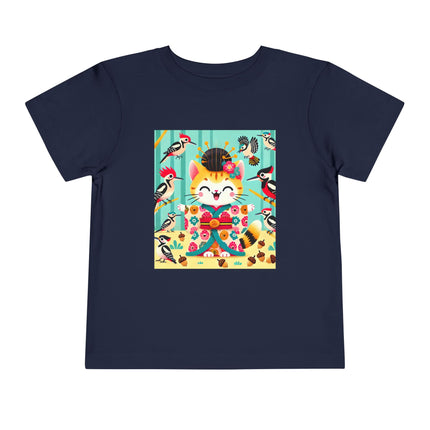 Geisha Kitten in the Woodpecker Grove Toddler Short Sleeve Tee