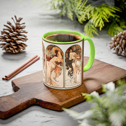 The Seasons by Alphonse Maria Mucha Colorful Mugs (11oz, 15oz)
