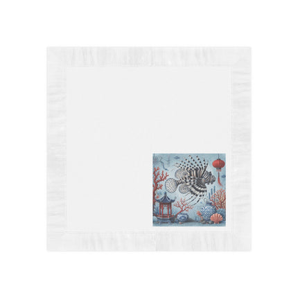 Lionfish & Lantern White Coined Napkins – Mystical Ocean & Asian Harmony