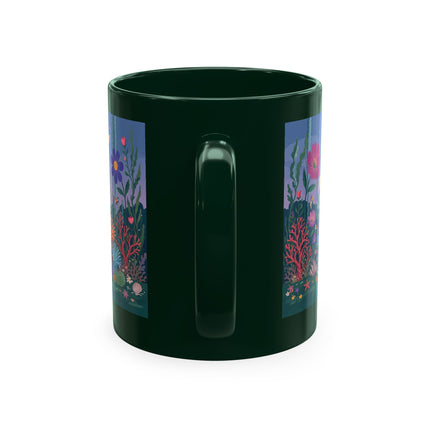 🐠🌸 The Lady Of The Underwater Flower Garden Ceramic Mug – Art Deco Aquatic Whimsy