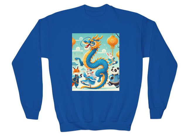 Blue & Gold Dragon Festival Parade Youth Crewneck Sweatshirt