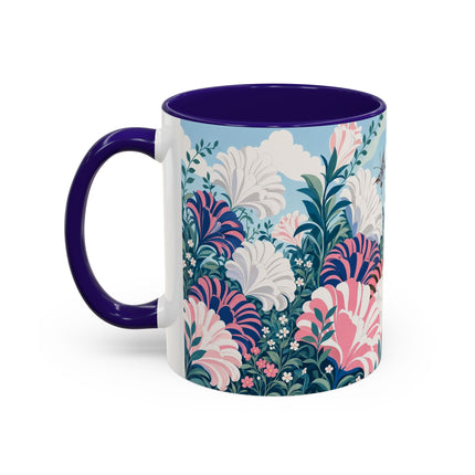 🌸🦋 The Enchanted Pink Blossom Retreat Colorful Mug – Art Deco Floral Whimsy