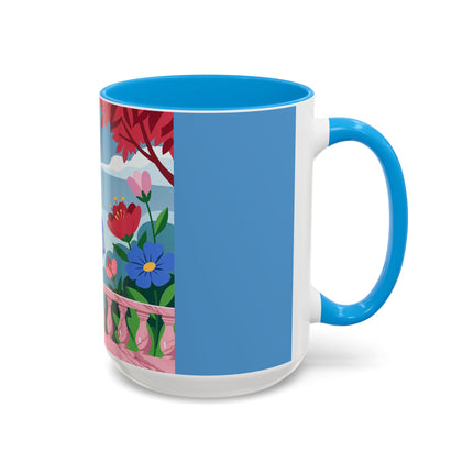 The Lady Of The Blossoming Terrace Colorful Mugs – Art Deco Floral Garden Elegance