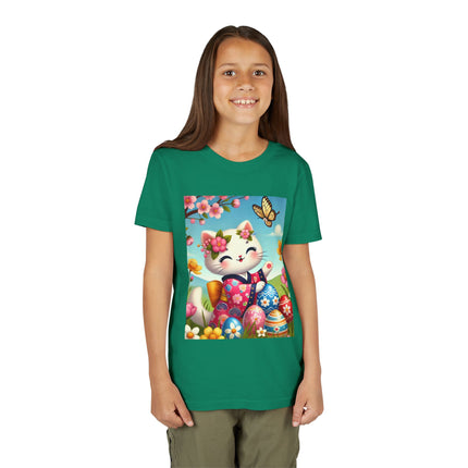 Easter Kitten and Painted Eggs Youth Short Sleeve Tee