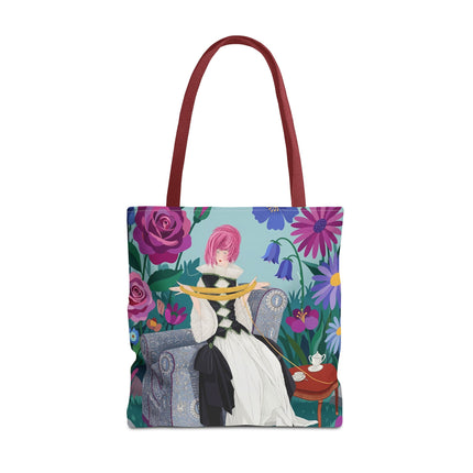 🌹🧶 The Lady Of The Golden Yarn Tote Bag – Art Deco Floral Elegance
