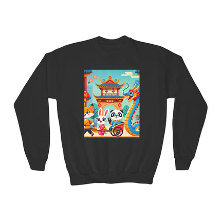 Lantern Street Dragon Parade Youth Crewneck Sweatshirt – Festive Energy, Culture & Playful Adventure