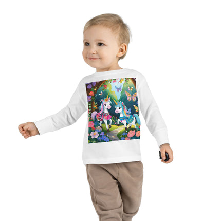 Baby Unicorns and Fluttering Butterflies Toddler Long Sleeve Tee