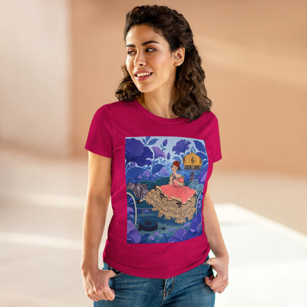 🌸🛋️ The Enchanted Garden Repose Cotton Tee – Art Deco Floral Whimsy