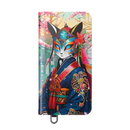 🦊⚔️ Cyberpunk Samurai Maiden Flip Case – Neon Grace & Warrior Courage