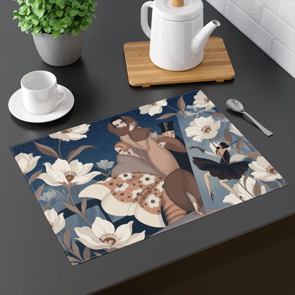 🌙🤍 The Midnight Winter Masquerade Placemat – Art Deco Holiday Elegance