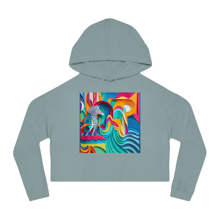 Surfing Zebra Women’s Cropped Hooded Sweatshirt