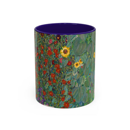 Farm Garden with Sunflowers by Gustav Klimt Colorful Mugs (11oz, 15oz)