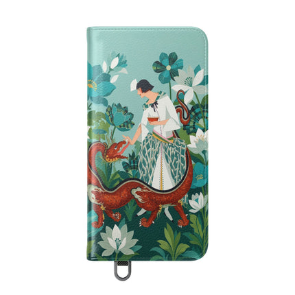 🐉🌿 The Dragon Keeper Flip Case – Art Deco Floral Fantasy