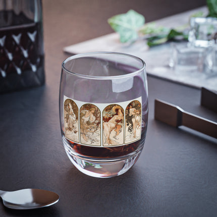 The Seasons by Alphonse Maria Mucha Whiskey Glass