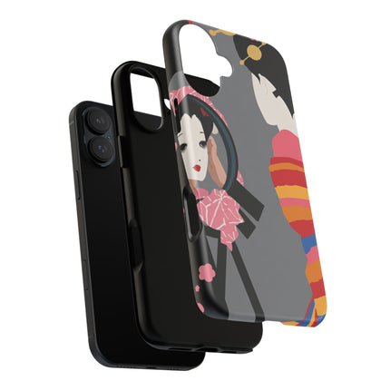 Geisha Mirror Phone Case – Elegant Reflection & Timeless Beauty