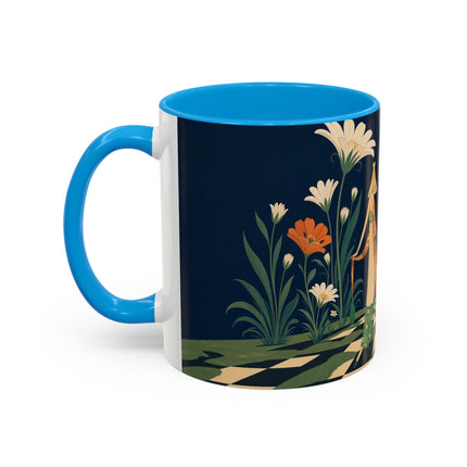 🌼🧡 The Midnight Floral Masquerade Colorful Mug – Art Deco Fashion Fantasy