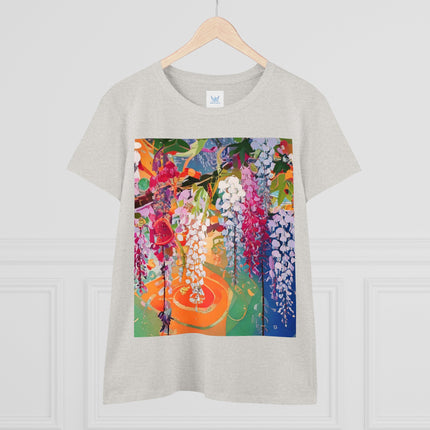 Women's Golden Wisteria Print Midweight Cotton Tee