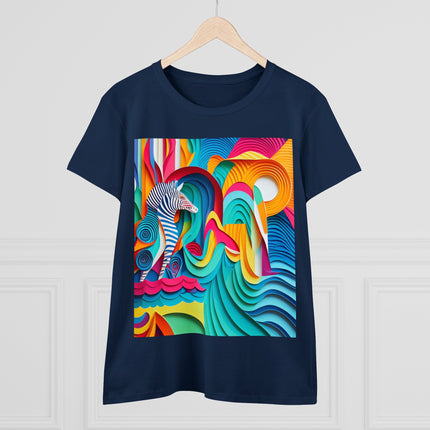 Surfing Zebra Women's Midweight Cotton Tee
