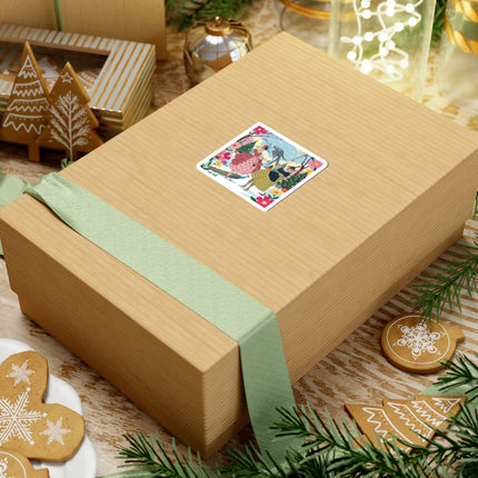 🦜🎄 The Christmas Parrot Promenade Kiss-Cut Sticker – Art Deco Holiday Fantasy