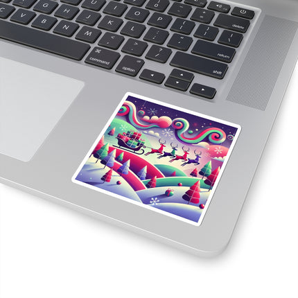 Festive Reindeer Flight Kiss-Cut Stickers (4 Sizes)