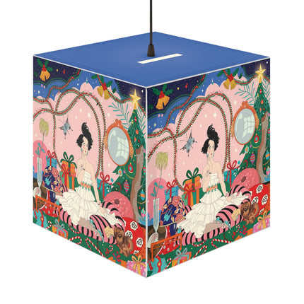 🎀🎄 Christmas Morning In The Rose Parlor Light Cube Lamp – Art Deco Holiday Fantasy
