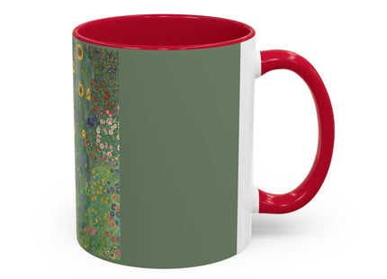 Farm Garden with Sunflowers by Gustav Klimt Colorful Mugs (11oz, 15oz)