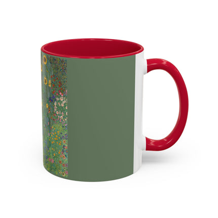 Farm Garden with Sunflowers by Gustav Klimt Colorful Mugs (11oz, 15oz)