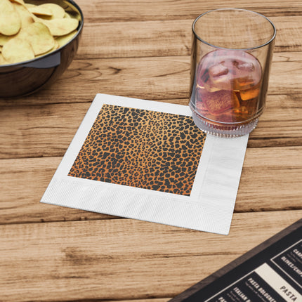 Classic Leopard Print White Coined Napkins