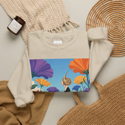 🌺🧡 The Lady Of The Golden Garden Crewneck Sweatshirt – Art Deco Fashion Fantasy