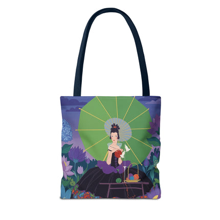 🧶🌸 The Lady Of The Enchanted Knitting Garden Tote Bag – Art Deco Floral Fantasy