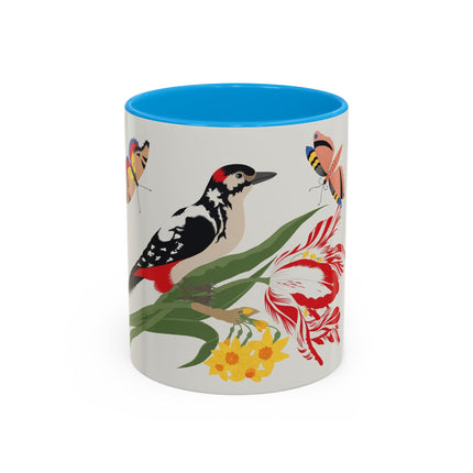 Woodpecker & Tulip Colorful Mugs – Vibrant Spring & Bold Beauty