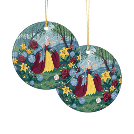 🌹🌿 The Willow Garden Promenade Ceramic Ornament – Art Deco Floral Elegance