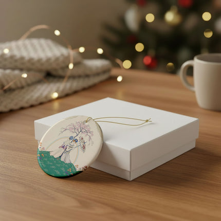 🌈☂️ Beneath The Rainbow Tree Ceramic Ornament – Art Deco Spring Fantasy