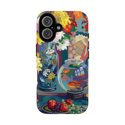 Floral Fishbowl Still Life Phone Case – Vibrant Harmony & Colorful Life