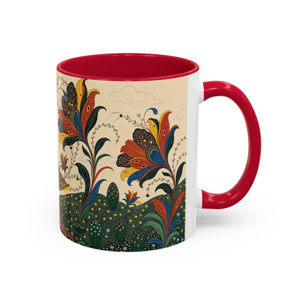 🌺🦋 The Enchanted Floral Voyage Colorful Mug – Art Deco Botanical Whimsy