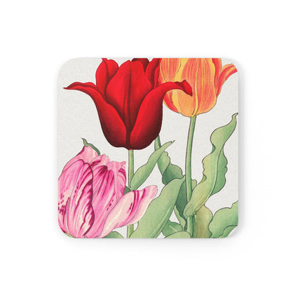 Tulips by Tanigami Kônan Coaster – Vibrant Blooms & Japanese Woodblock Elegance