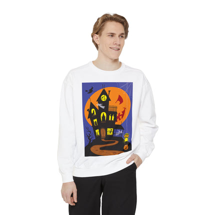 Halloween Night at the Haunted House Unisex Garment-Dyed Sweatshirt