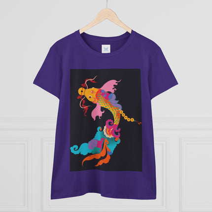 Golden Koi Women's Midweight Cotton Tee – Prosperity & Vibrant Energy