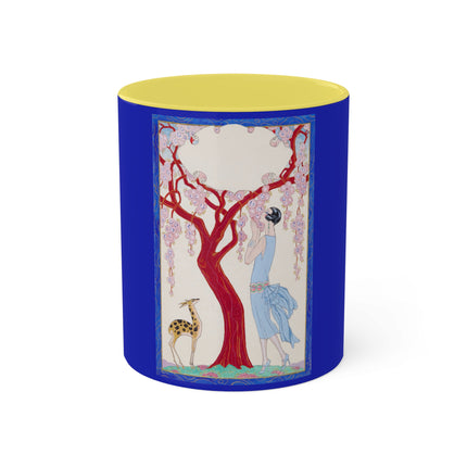 Woman, Fawn, and Red Tree by George Barbier Colorful Mugs, 11oz