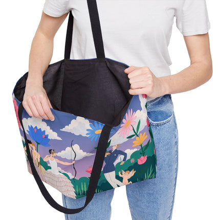 🌸🏹 The Garden Of Cupid’s Arrow Weekender Tote Bag – Art Deco Floral Romance