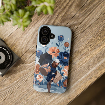 ☂️🌺 The Lady Of The Traveling Garden Phone Case – Art Deco Floral Adventure
