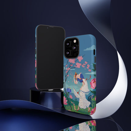 🌸☂️ The Lady Of The Falling Blossoms Phone Case – Art Deco Garden Whimsy