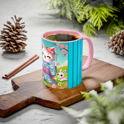 Springtime Kitten’s Easter Joy Colorful Mugs (11oz, 15oz)