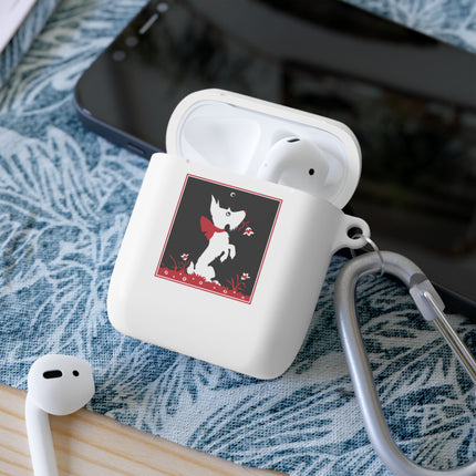 The Enchanting White Terrier with a Red Bow AirPods Case