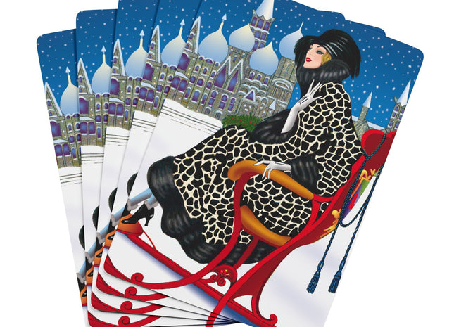 Elegant Winter Woman in Sleigh Playing Cards