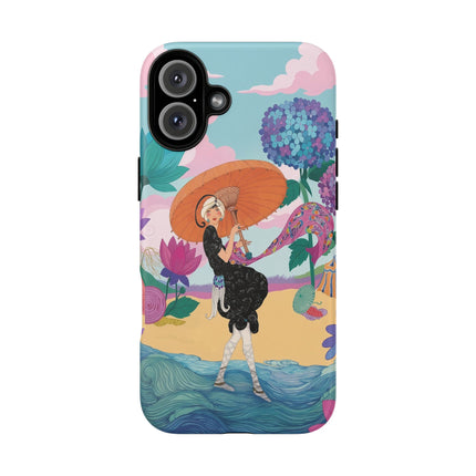 🌊☂️ The Lady Of The Flowered Seashore Phone Case – Art Deco Seaside Fashion
